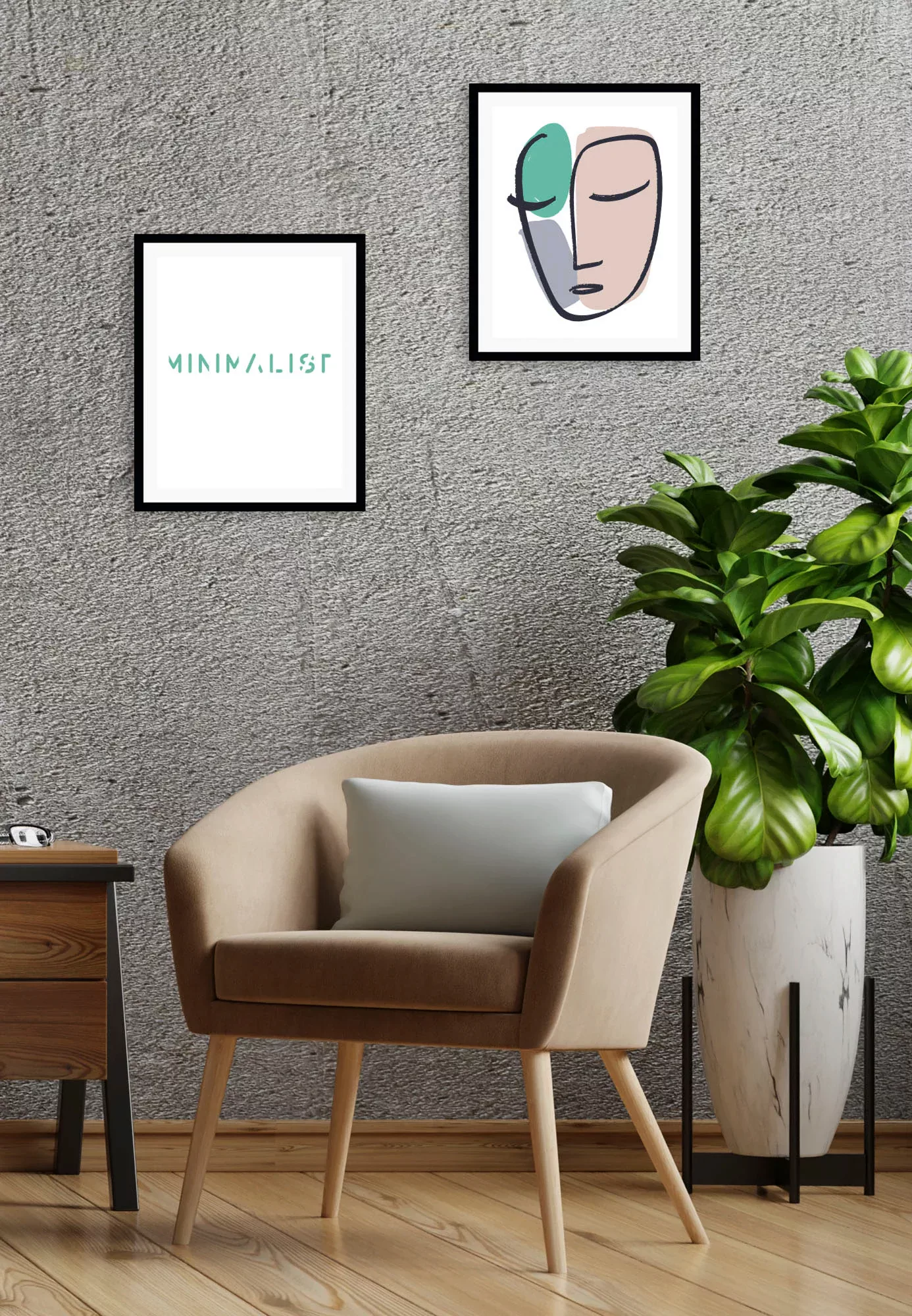 queence Bild »Minimalistic«, Schriftzug, (2 St.), gerahmt günstig online kaufen