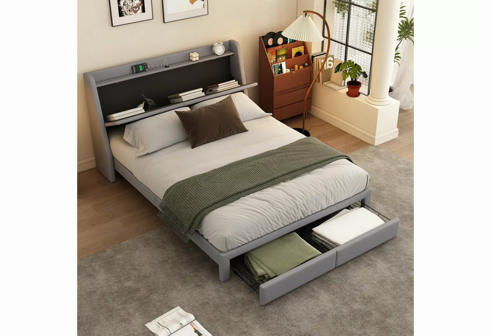 TavilaEcon Polsterbett Stauraumbett Flaches Bett, gepolstert, praktisches K günstig online kaufen