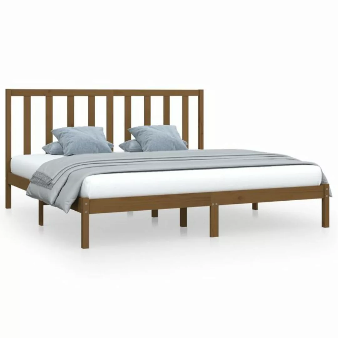 vidaXL Bettgestell Massivholzbett Honigbraun Kiefer 200x200 cm Bett Bettges günstig online kaufen