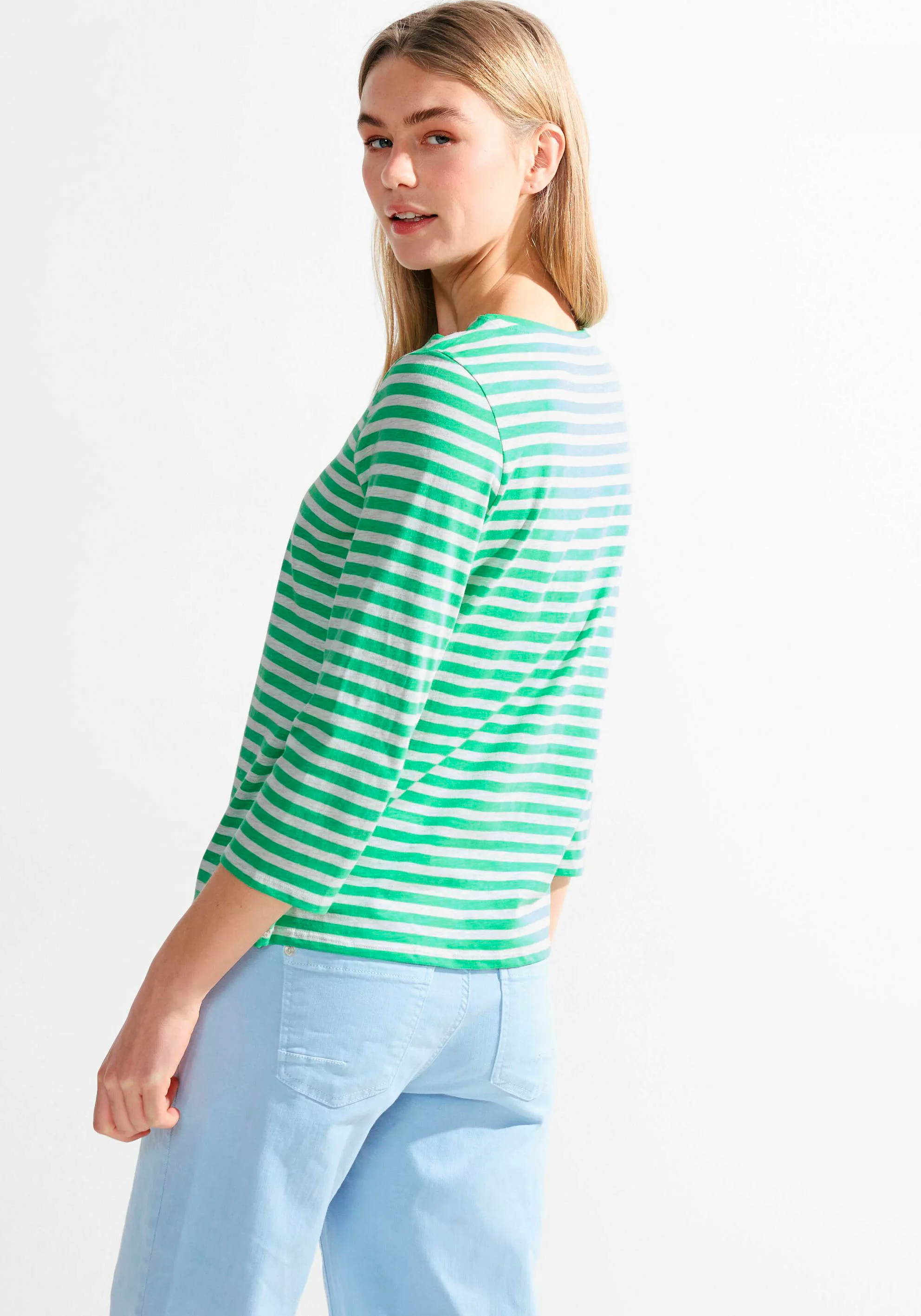 Cecil 3/4-Arm-Shirt Cecil Shirt mit Streifen in Celery Green (1-tlg) Nicht günstig online kaufen