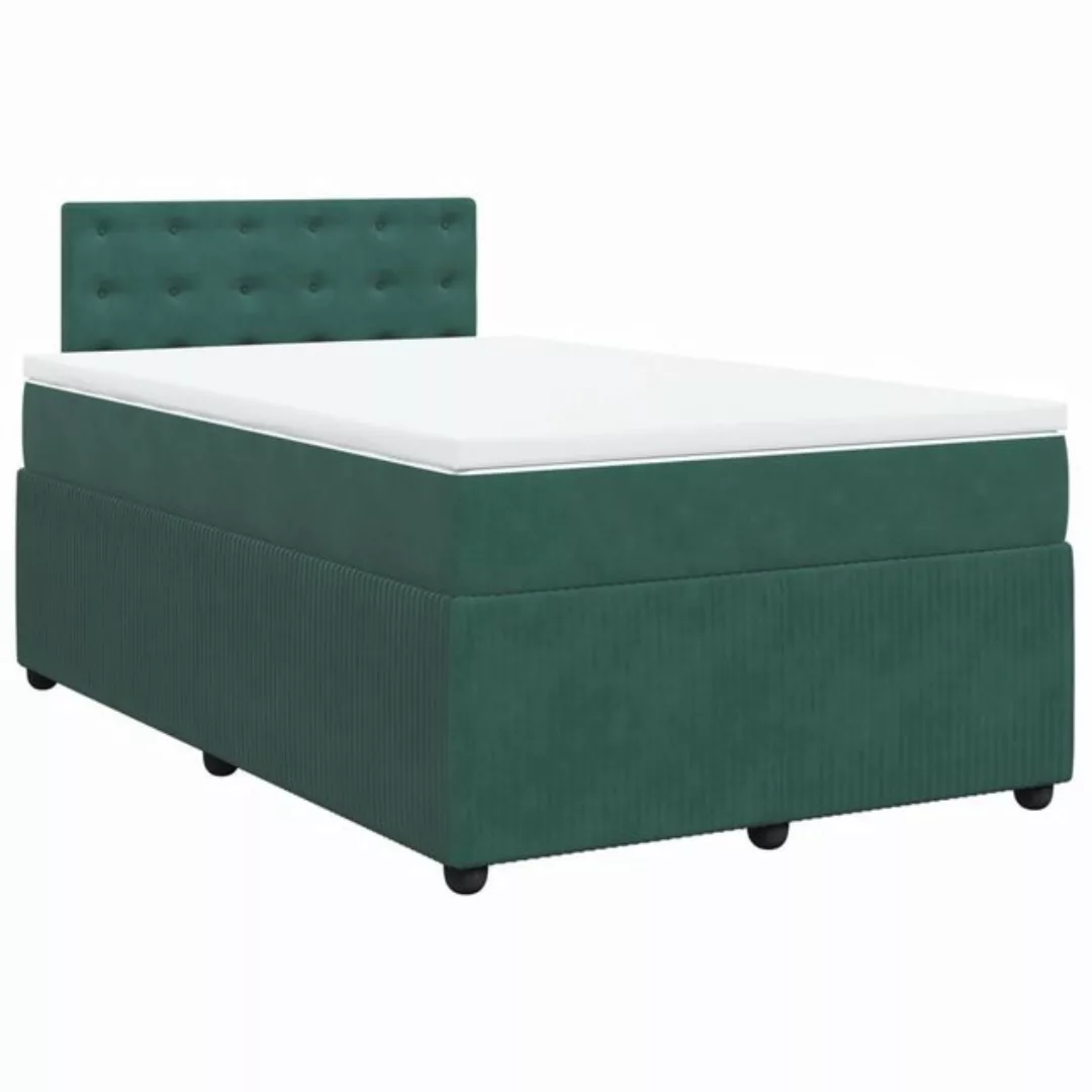 vidaXL Bett Boxspringbett mit Matratze Dunkelgrün 120x200 cm Samt günstig online kaufen