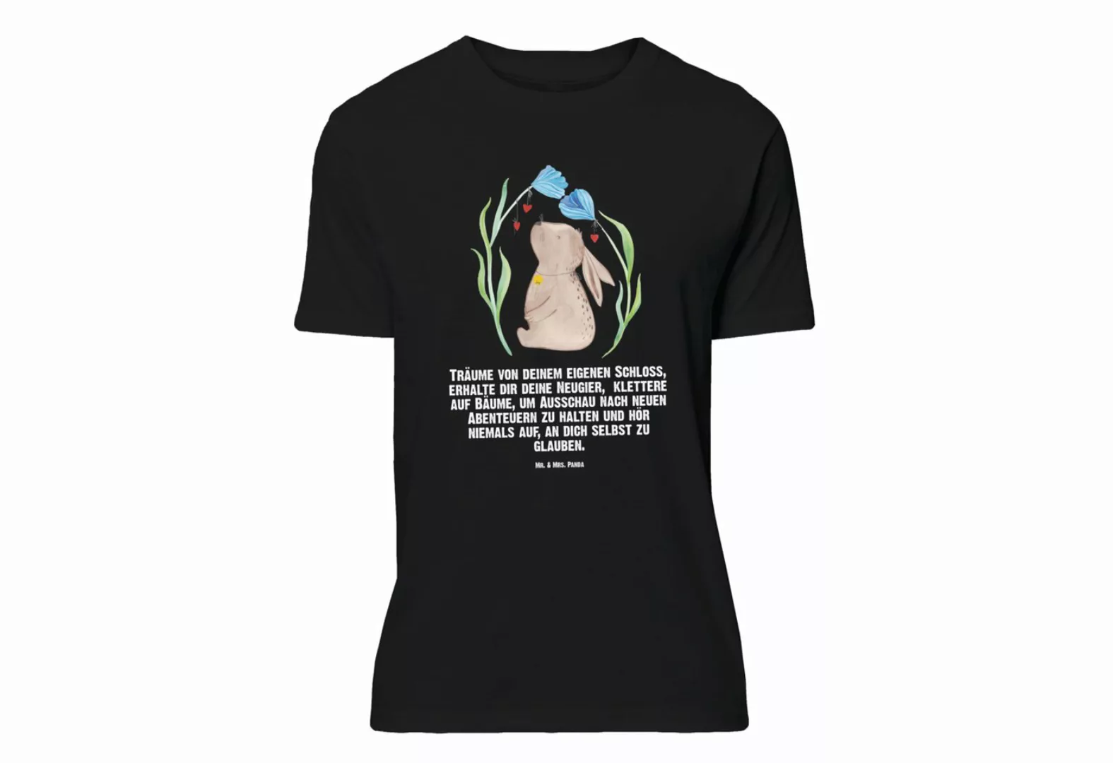 Mr. & Mrs. Panda T-Shirt Hase Blume - Schwarz - Geschenk, Ostergeschenke, M günstig online kaufen