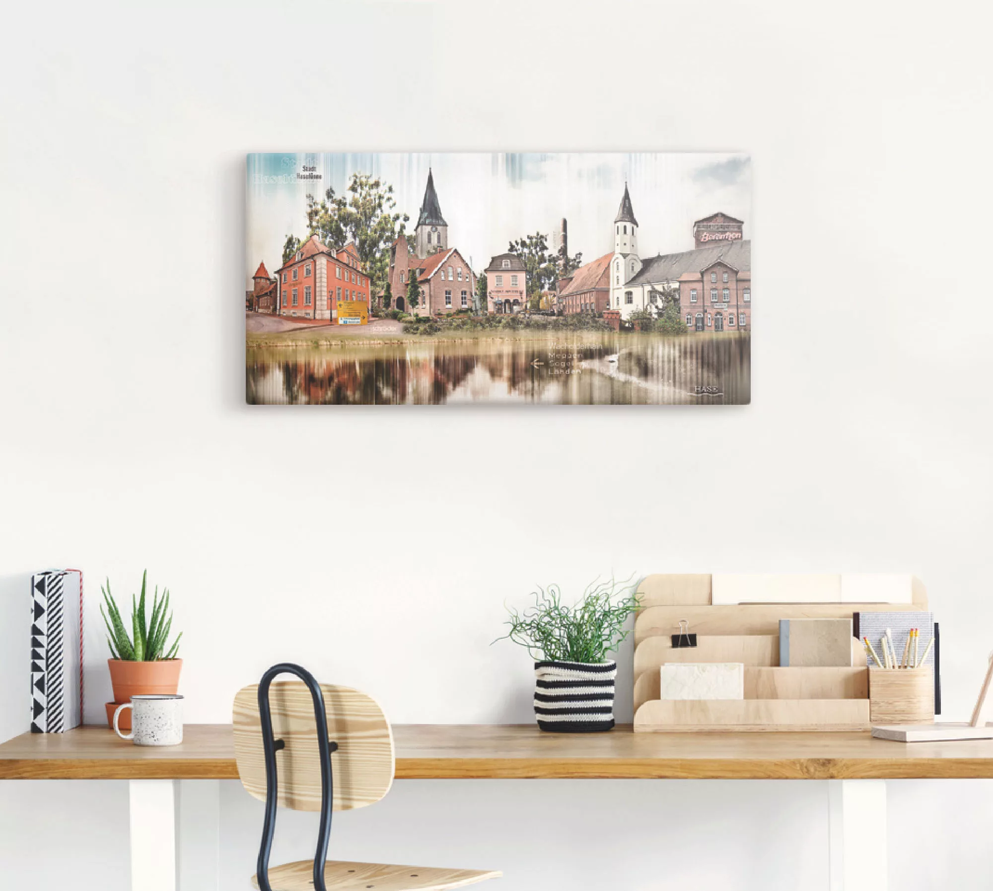 Artland Leinwandbild "Haselünne Stadtansicht Collage Emsland", Deutschland, günstig online kaufen