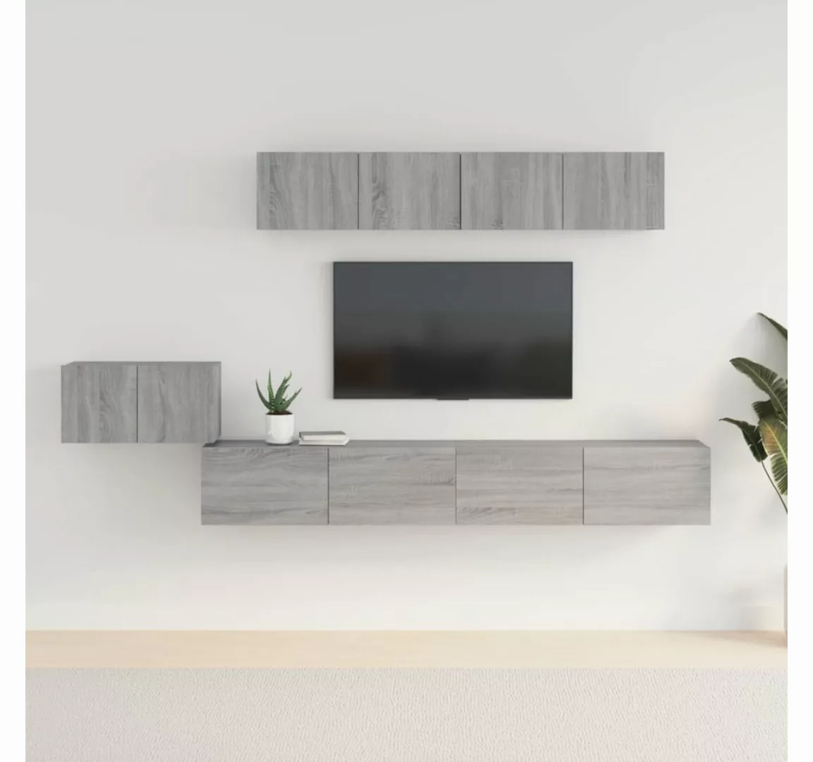 furnicato TV-Schrank 5-tlg. TV-Schrank-Set Grau Sonoma Holzwerkstoff günstig online kaufen