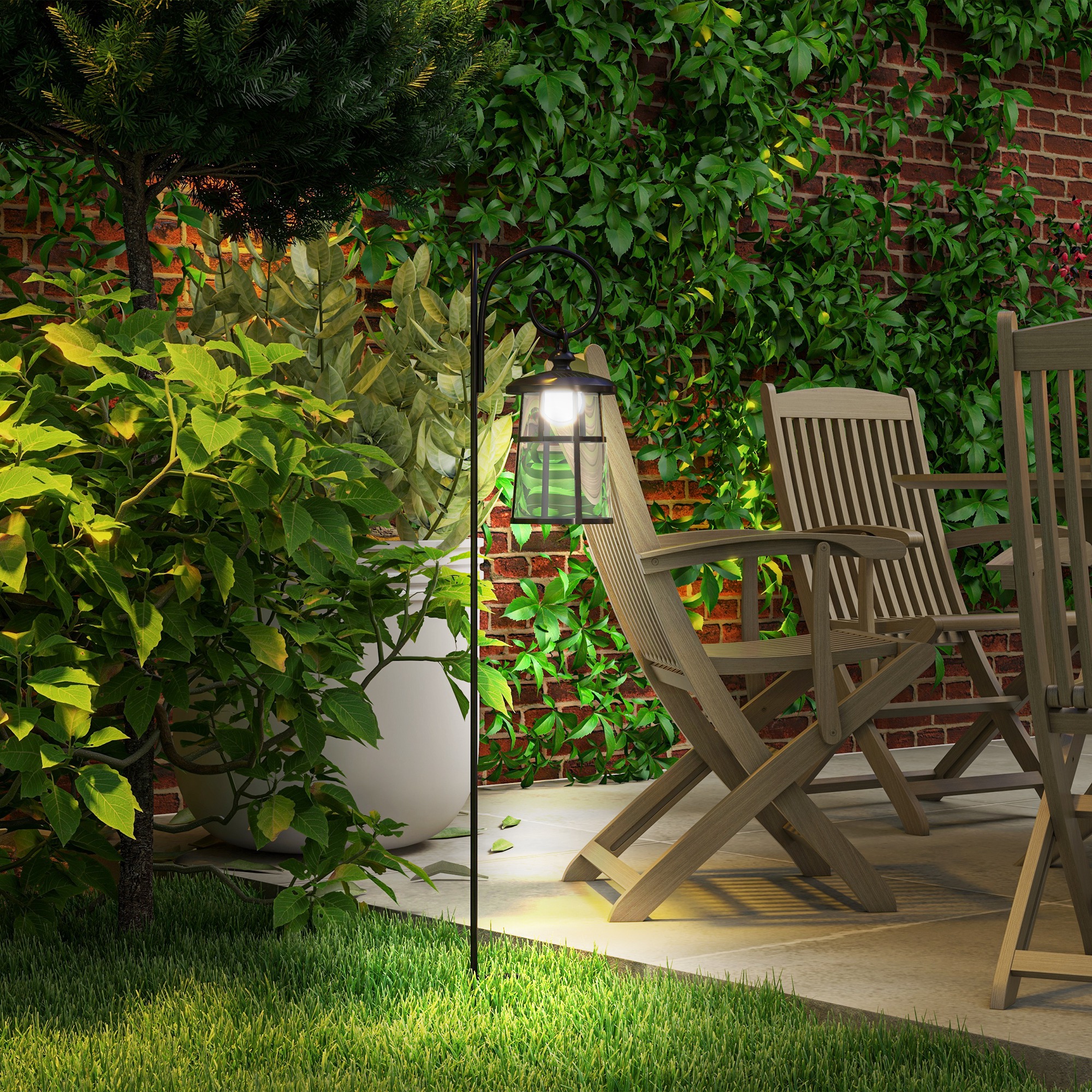 Outsunny Solar Gartenlaterne 122 cm LED Gartenlampe mit Kaltweiß Lichtfarbe günstig online kaufen