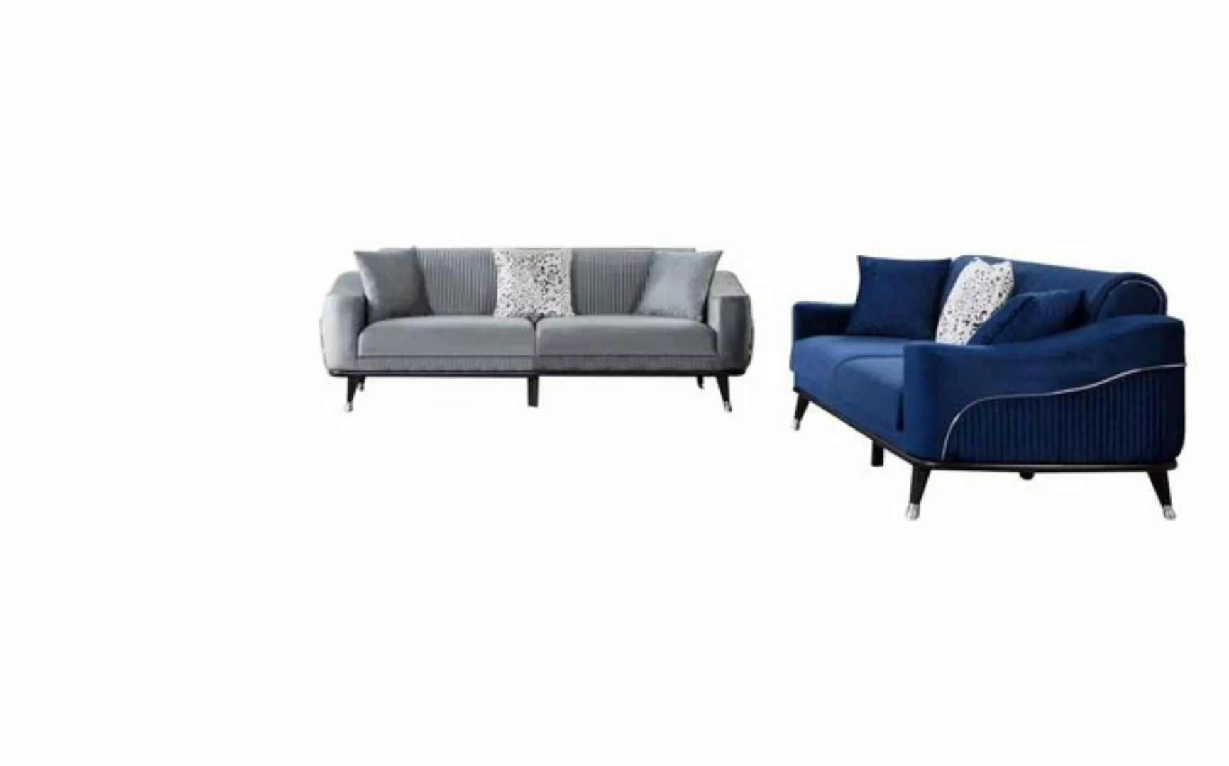 JVmoebel Sofa Graue Sofagarnitur 3+3+1 Sitz Set Design Sofas Polster Couche günstig online kaufen