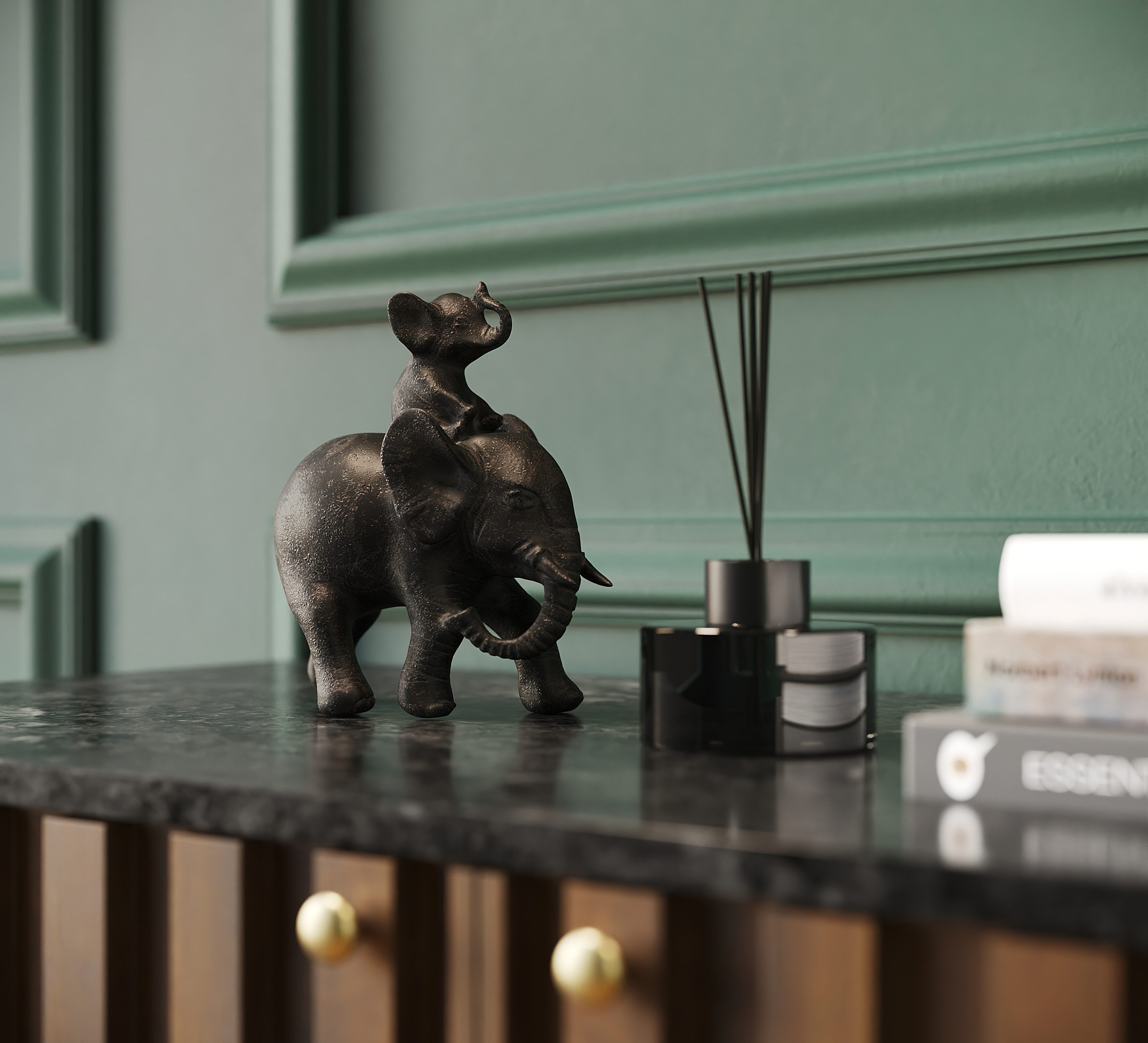 KARE Deko-Figur Elefant Dumbo Uno, Polyresin, braun, H 19 cm günstig online kaufen