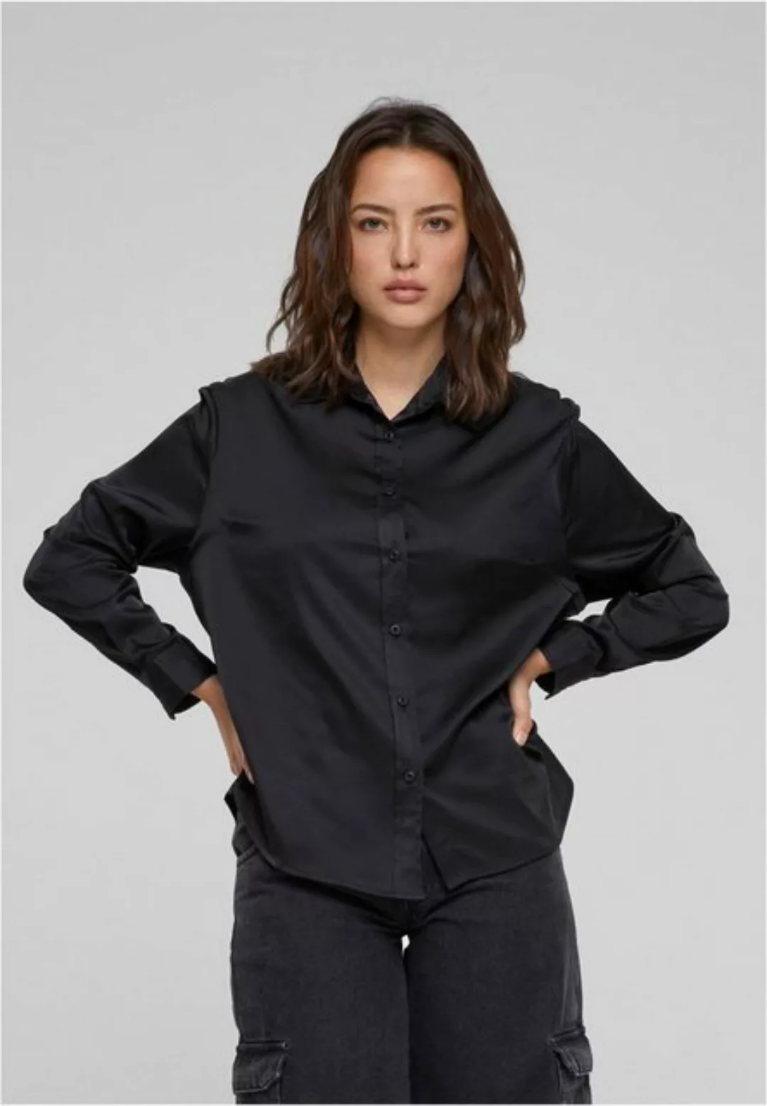 URBAN CLASSICS Langarmhemd "Urban Classics Damen Ladies Satin Shirt" günstig online kaufen