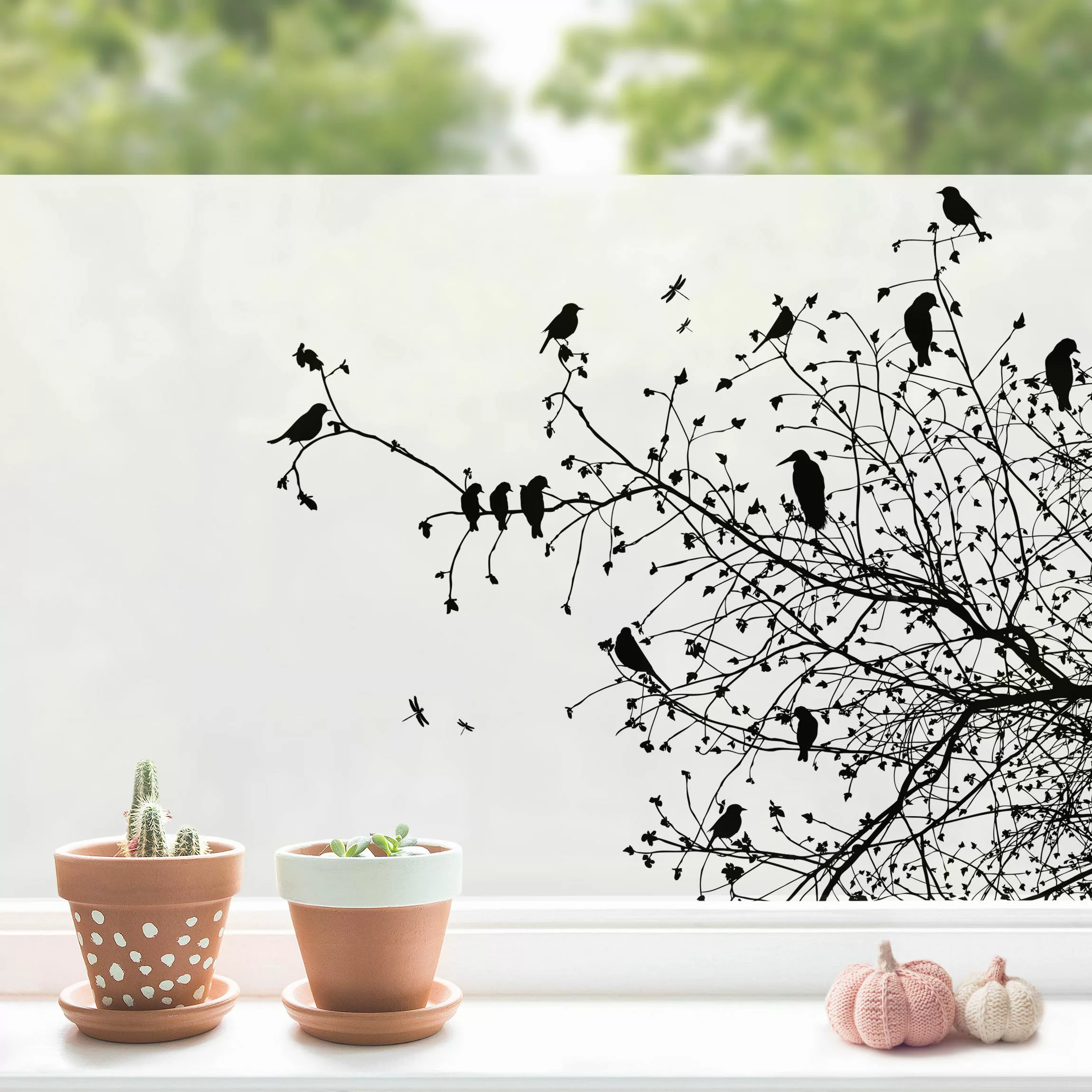 Fensterfolie Branches and Birds in Autumn günstig online kaufen