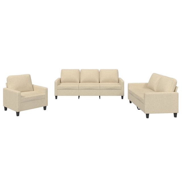 vidaXL Sofa Sofagarnitur mit Kissen Stoff, Standard, Creme günstig online kaufen