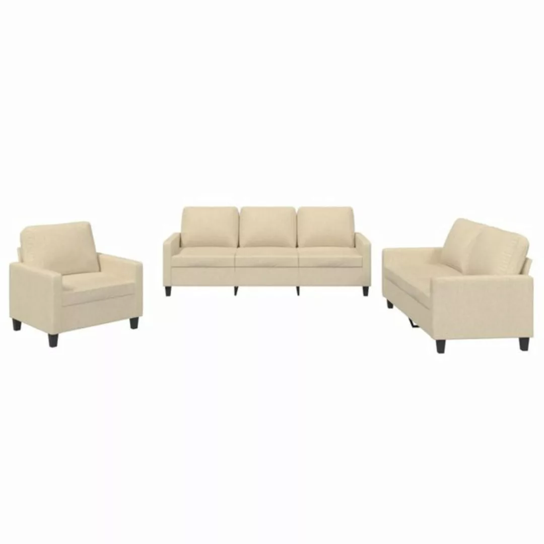 vidaXL Sofa, 3-tlg. Sofagarnitur mit Kissen Creme Stoff günstig online kaufen