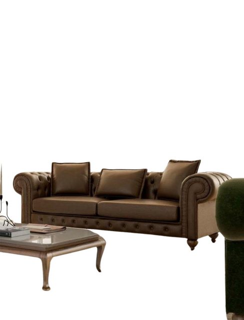 JVmoebel Sofa Brauner Dreisitzer Wohnzimmercouch Luxus Leder Sofas Stil Möb günstig online kaufen