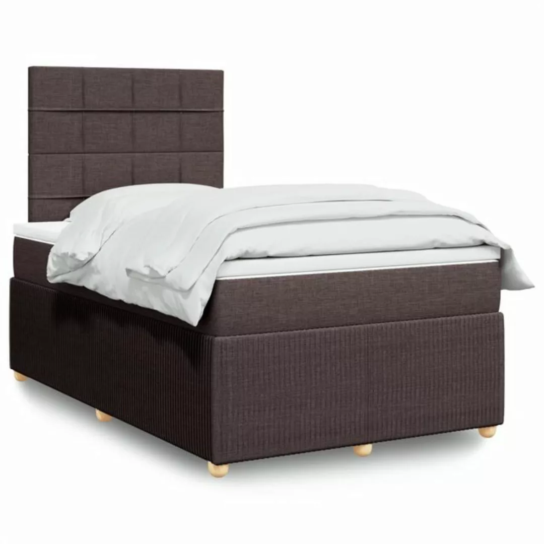 vidaXL Boxspringbett, Boxspringbett mit Matratze Dunkelbraun 120x200 cm Sto günstig online kaufen