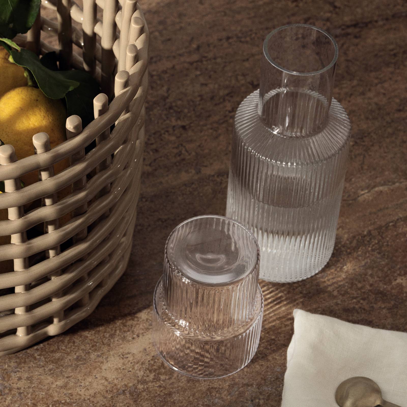 ferm LIVING Karaffen-Set Ripple Small, klar, Glas, 2-teilig günstig online kaufen