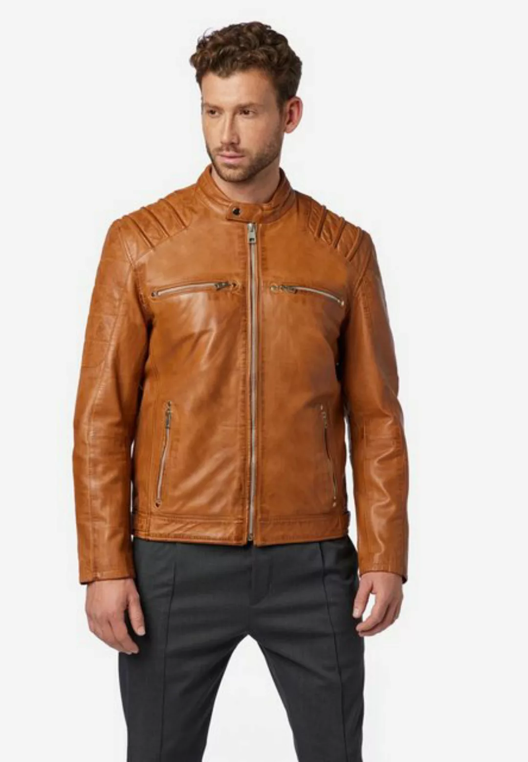 RICANO Lederjacke Caesar hochwertiges Lamm-Nappa Leder Bikerapplikationen a günstig online kaufen