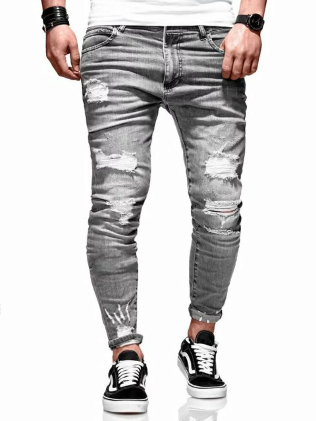 behype Slim-fit-Jeans "Dino", mit tollen Used-Elementen günstig online kaufen