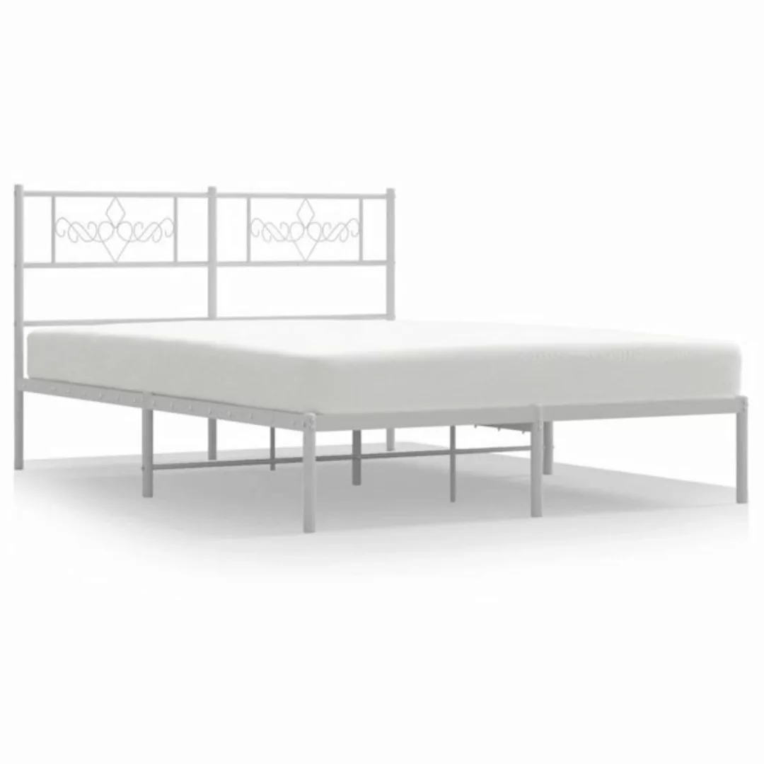 vidaXL Bettgestell Bettrahmen mit Kopfteil Metall Weiß 120x200 cm Bett Bett günstig online kaufen