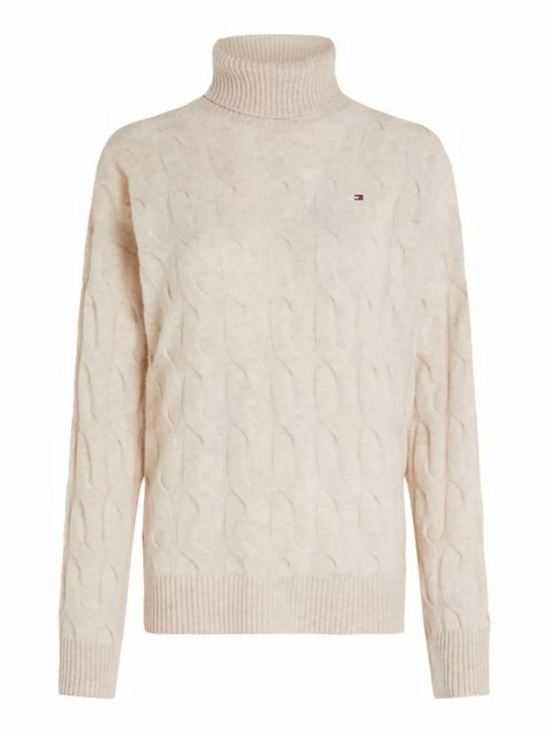 Tommy Hilfiger Rollkragenpullover SOFT WOOL CABLE ROLL-NK SWEATER mit Logos günstig online kaufen