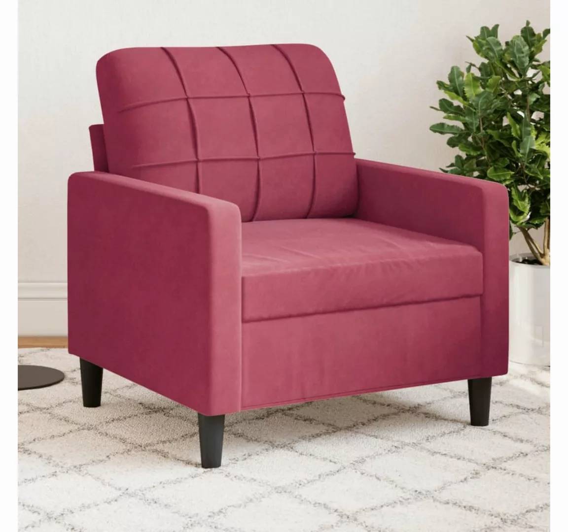 vidaXL Sofa Sofa/ 2-Sitzer/ 3-Sitzer Samt, 60 cm, Rot günstig online kaufen