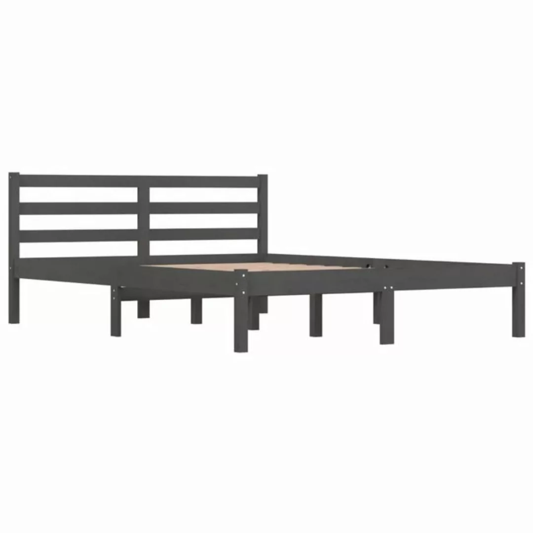 furnicato Bett Massivholzbett Kiefer 135x190 cm Grau günstig online kaufen