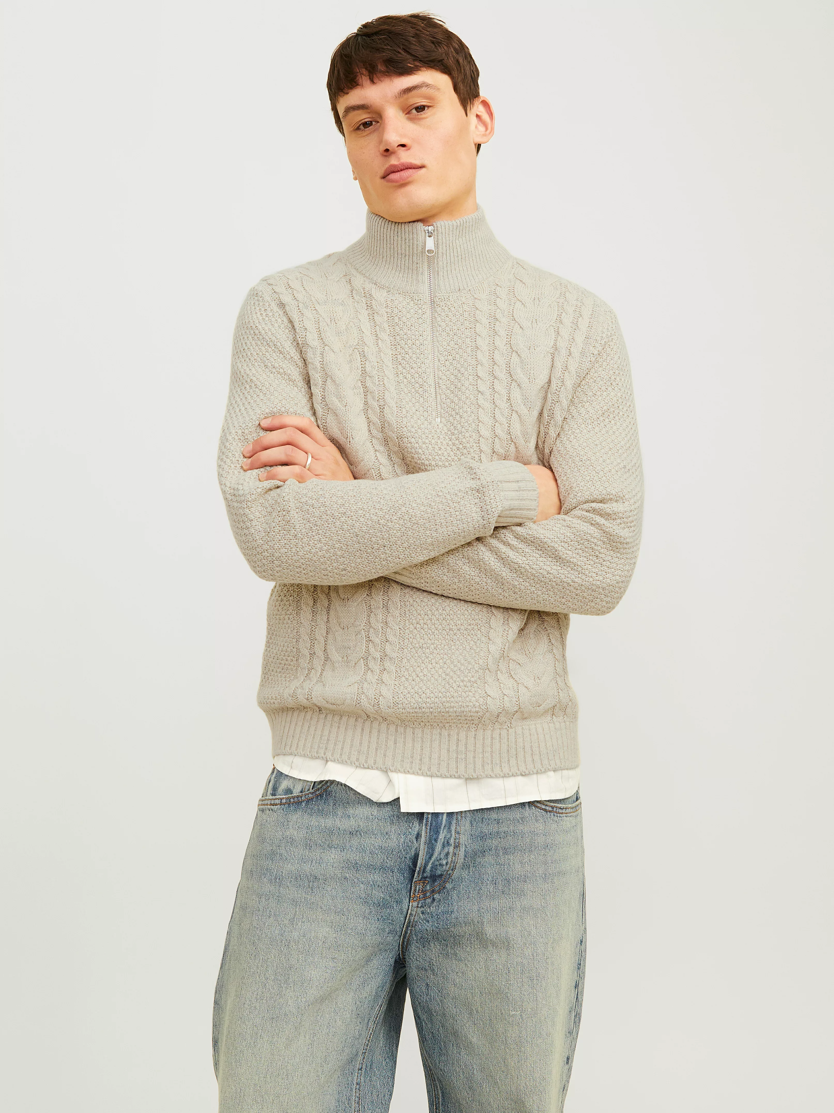 Jack & Jones Troyer "JJCRAIG KNIT HALF ZIP", mit Zopfmuster günstig online kaufen