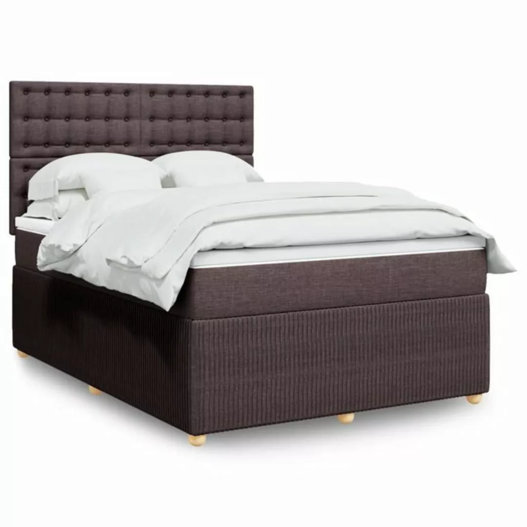 vidaXL Boxspringbett, Boxspringbett mit Matratze Dunkelbraun 140x200 cm Sto günstig online kaufen