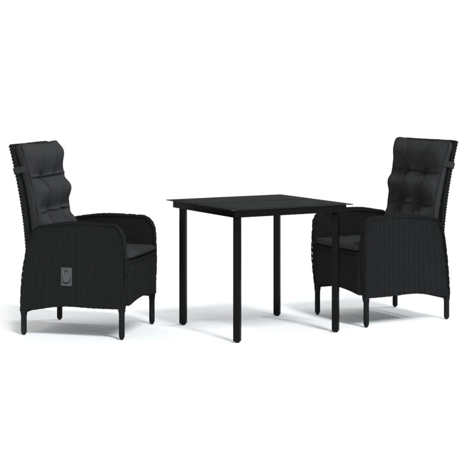 vidaXL 3-Tlg Garten-Essgruppe mit Kissen Schwarz 3099353 günstig online kaufen