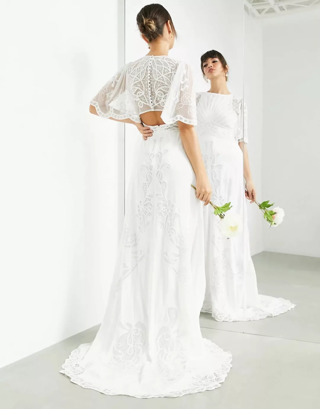 ASOS EDITION – Savannah – Brautkleid mit Vintage-Stickerei und Flatterärmel günstig online kaufen