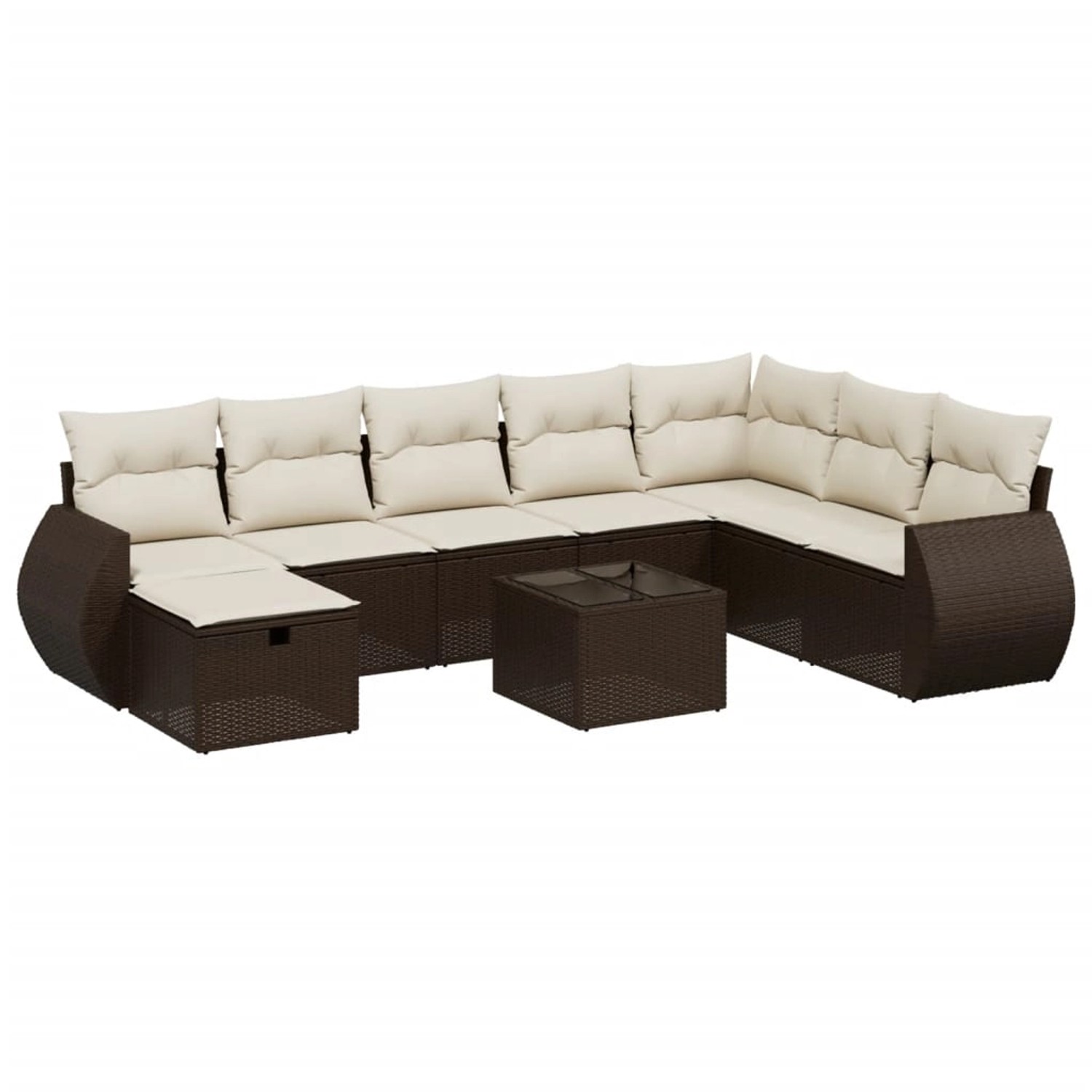 vidaXL 9-Tlg Garten-Sofagarnitur mit Kissen Braun Poly Rattan 3264219 günstig online kaufen