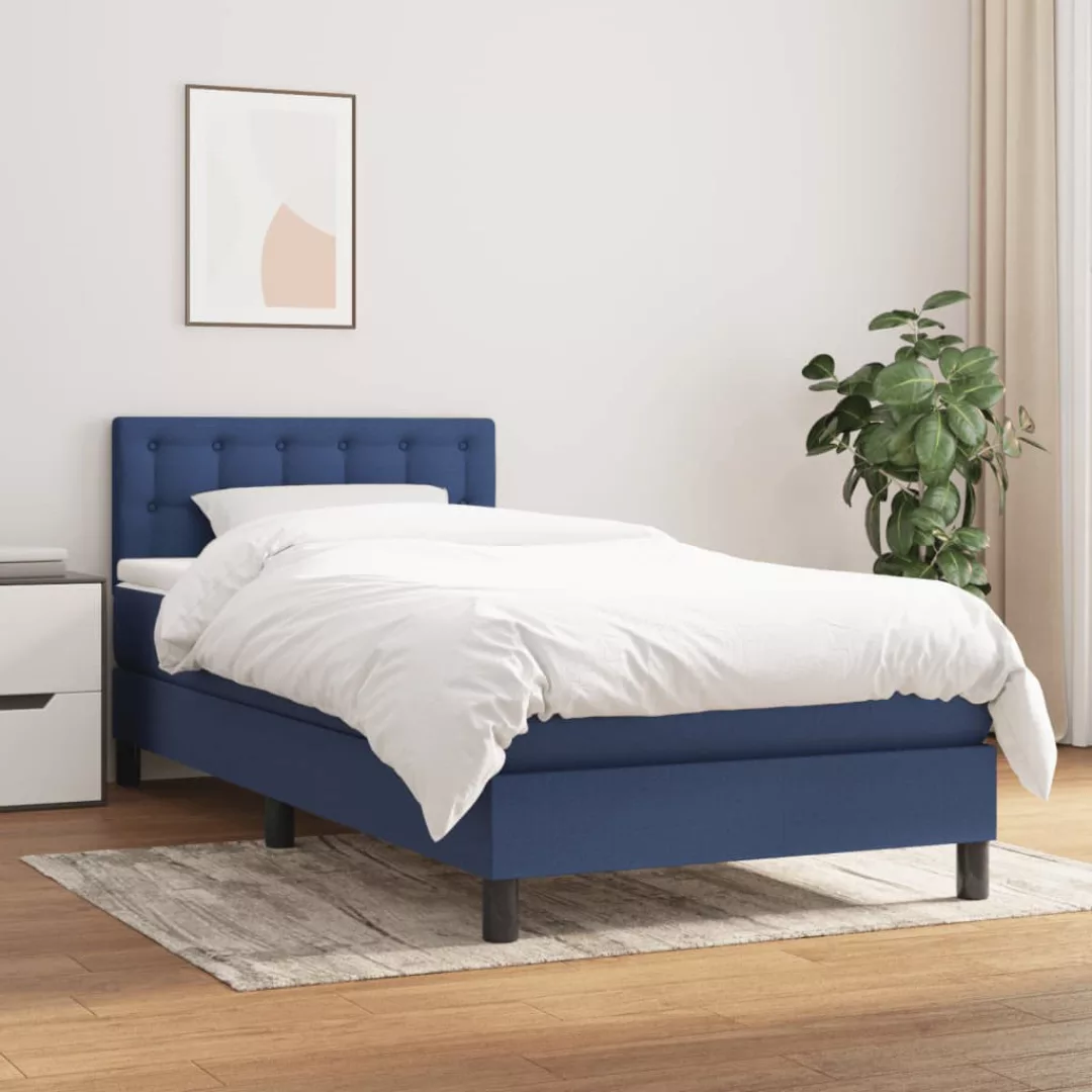 vidaXL Boxspringbett Boxspringbett mit Matratze Blau 100x200 cm Stoff Bett günstig online kaufen