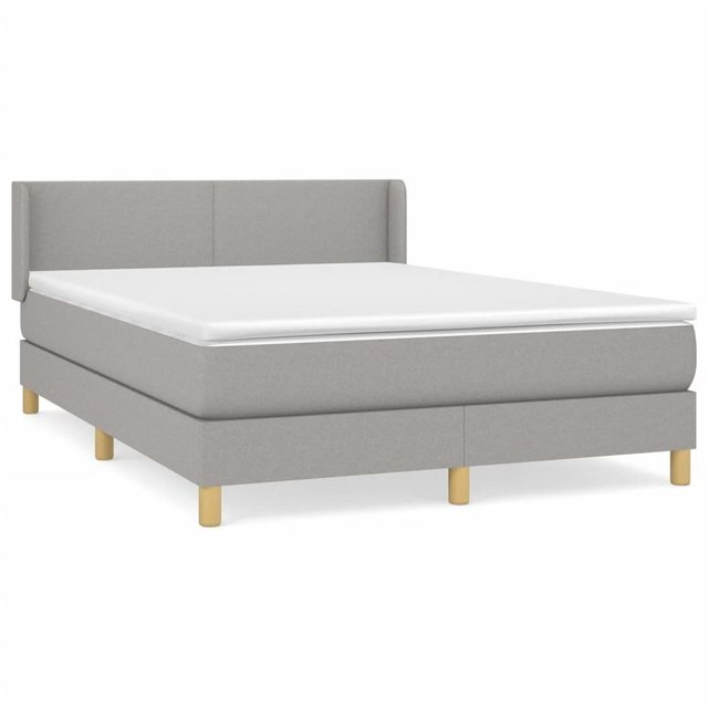 vidaXL Boxspringbett Boxspringbett mit Matratze Hellgrau 140x190 cm Stoff B günstig online kaufen