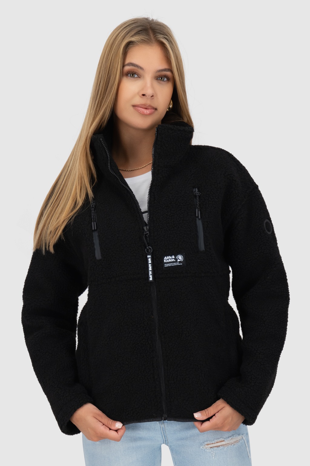 Alife & Kickin Sweatjacke "Damen KaluaAK G", Warme Teddyplüschjacke mit kus günstig online kaufen