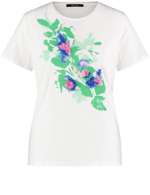 Taifun Kurzarmshirt T-Shirt mit Blüten-Applikation günstig online kaufen