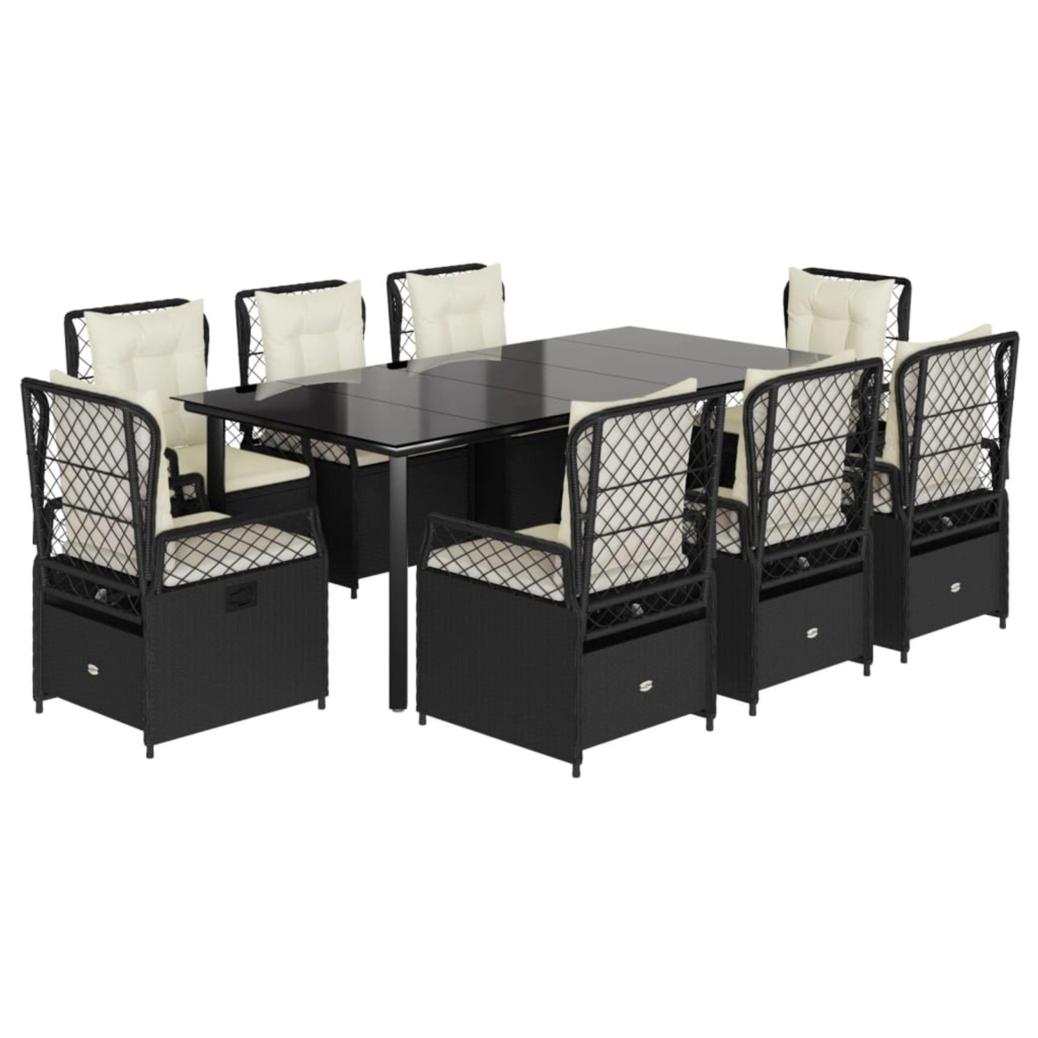 vidaXL 9-Tlg Garten-Essgruppe mit Kissen Schwarz Poly Rattan 3262970 günstig online kaufen
