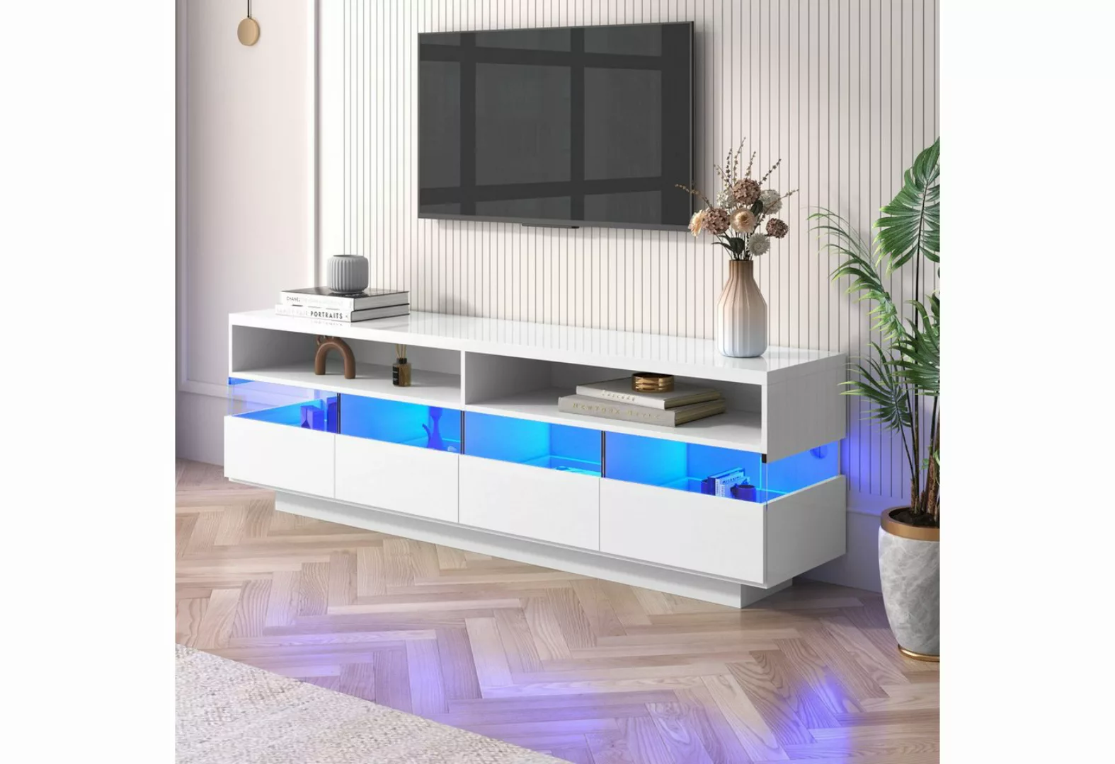 DOPWii TV-Schrank Hochglanz-TV-Schranktisch, lowboard mit LED-Beleuchtung, günstig online kaufen