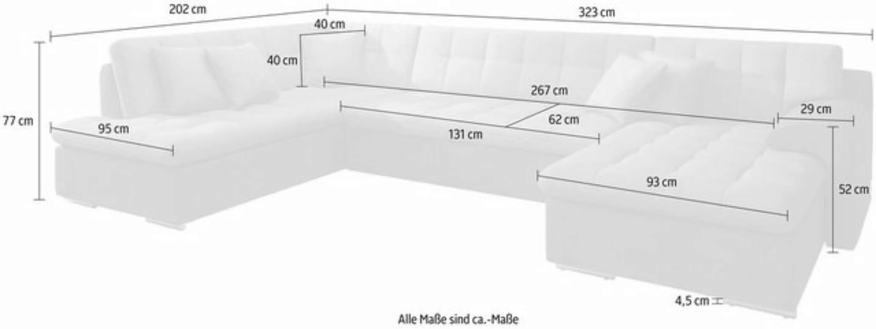 TRENDMANUFAKTUR Wohnlandschaft Rave II, toller Sitzkomfort, auswendige Deta günstig online kaufen