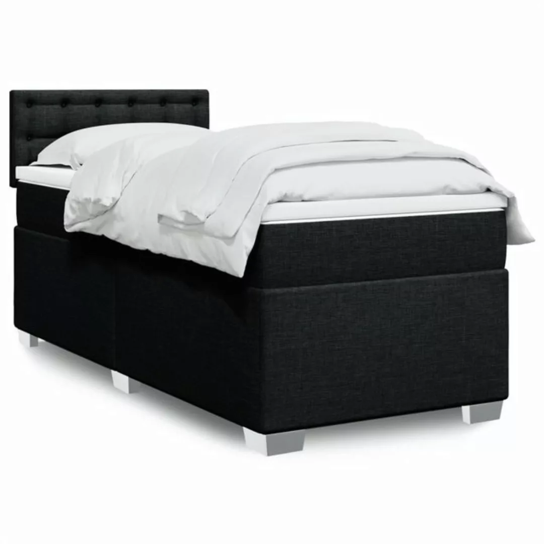 vidaXL Boxspringbett Boxspringbett mit Matratze Schwarz 90x200 cm Stoff Bet günstig online kaufen