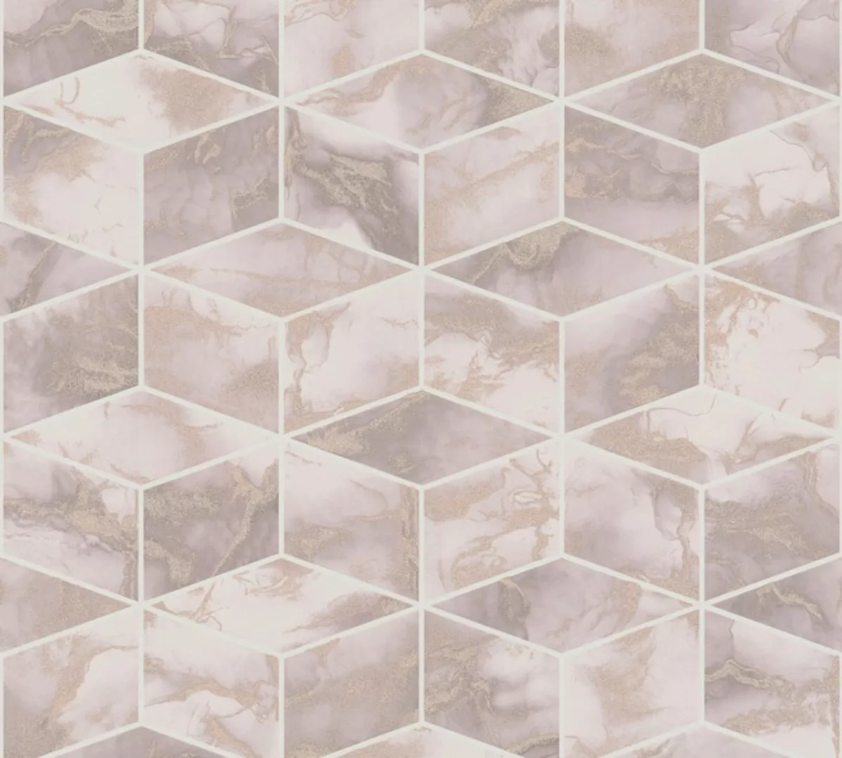 Bricoflor Rauten Vliestapete Blau Grau Gold Moderne Mosaik Tapete in Marmor günstig online kaufen