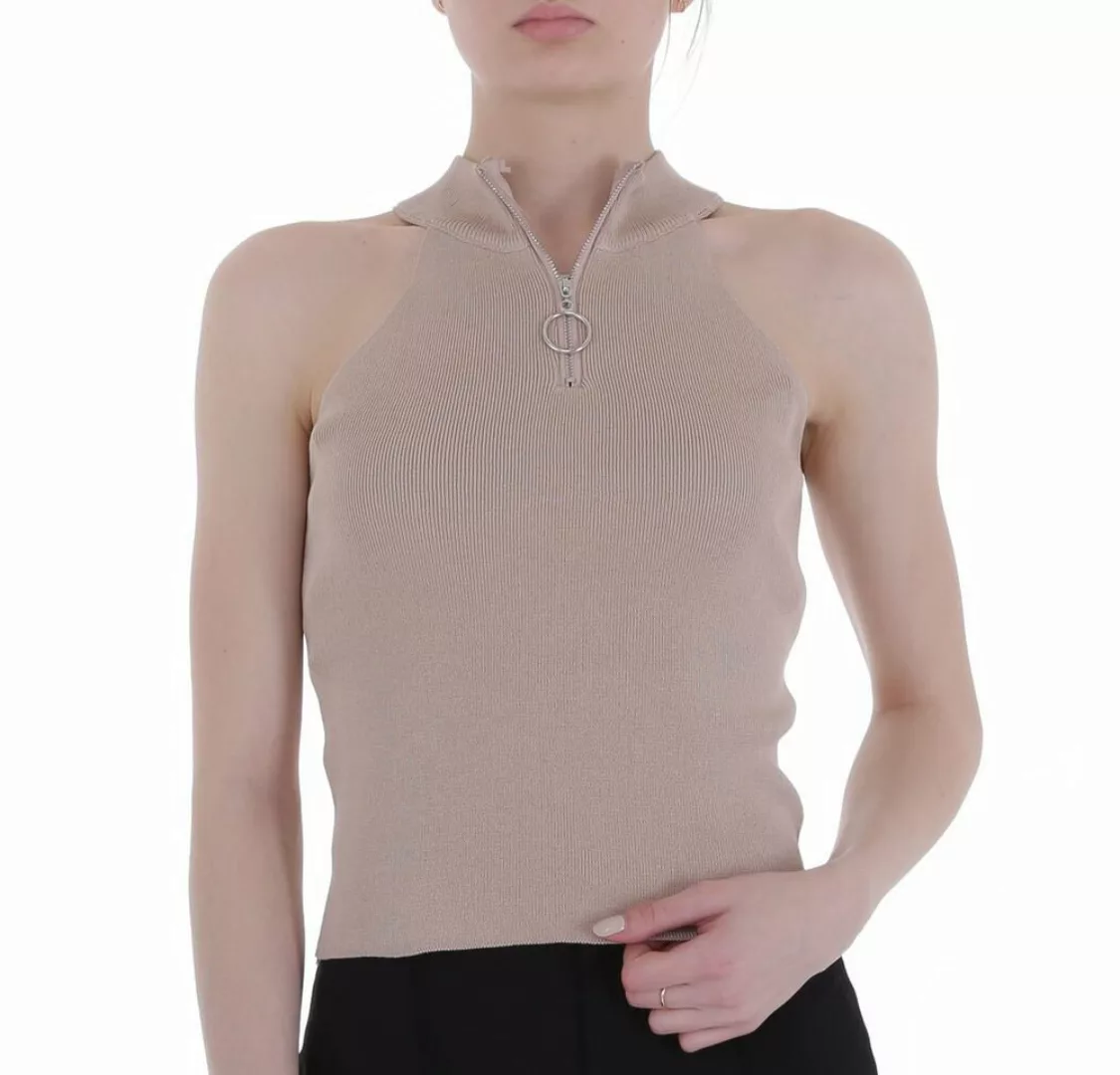 Ital-Design Tanktop Damen Freizeit Cold Shoulder Stretch Top in Beige günstig online kaufen