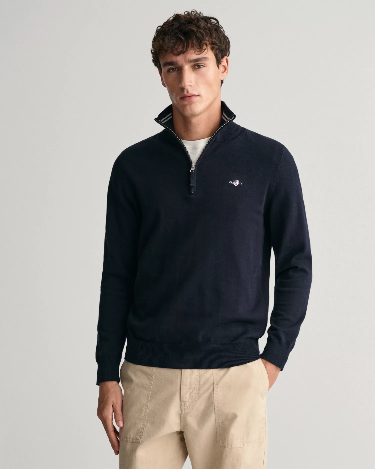 Gant Troyer "CLASSIC COTTON HALF ZIP", mit gerippten Details günstig online kaufen