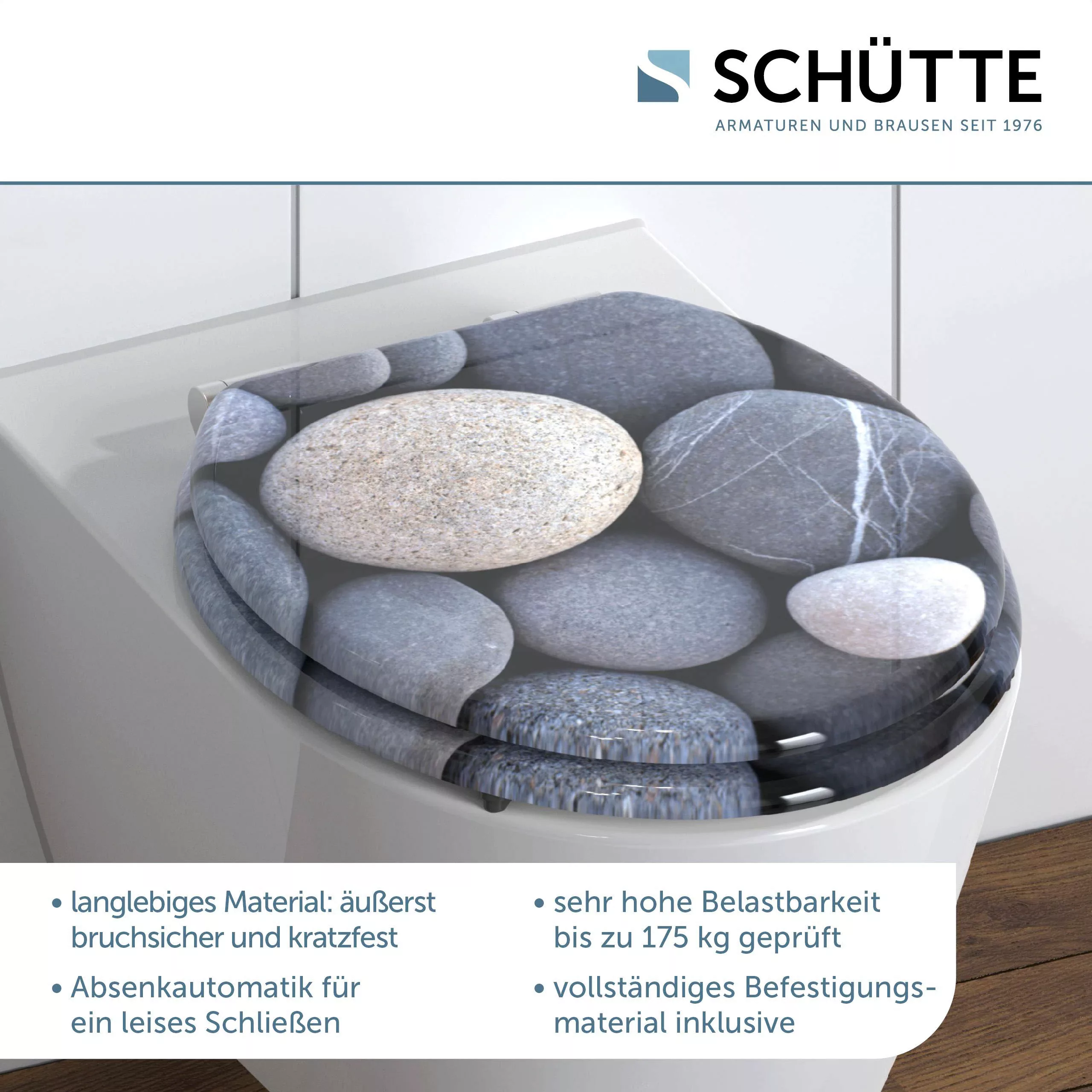 Schütte WC-Sitz "GREY STONES", mit Absenkautomatik und Holzkern, MDF günstig online kaufen