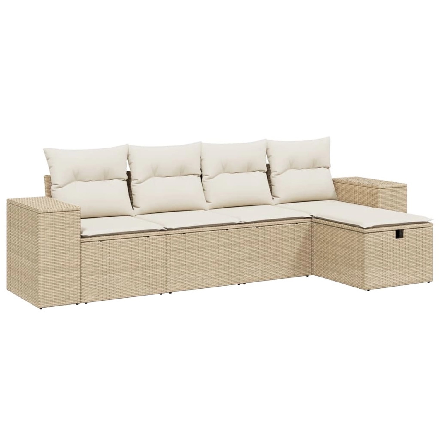 vidaXL 5-Tlg Garten-Sofagarnitur mit Kissen Beige Poly Rattan 3264394 günstig online kaufen