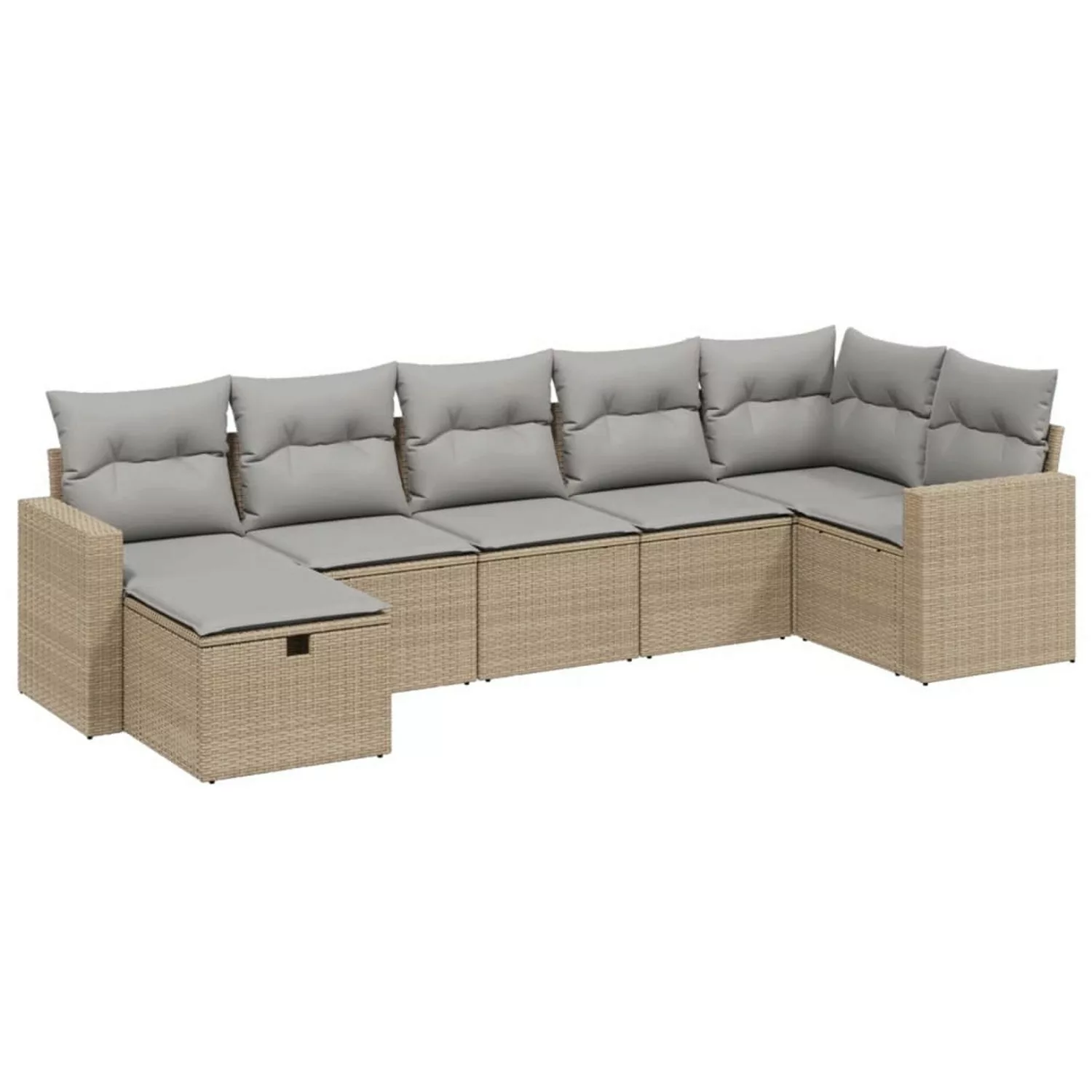 vidaXL 7-tlg Garten-Sofagarnitur mit Kissen Beige Poly Rattan Modell 217 günstig online kaufen