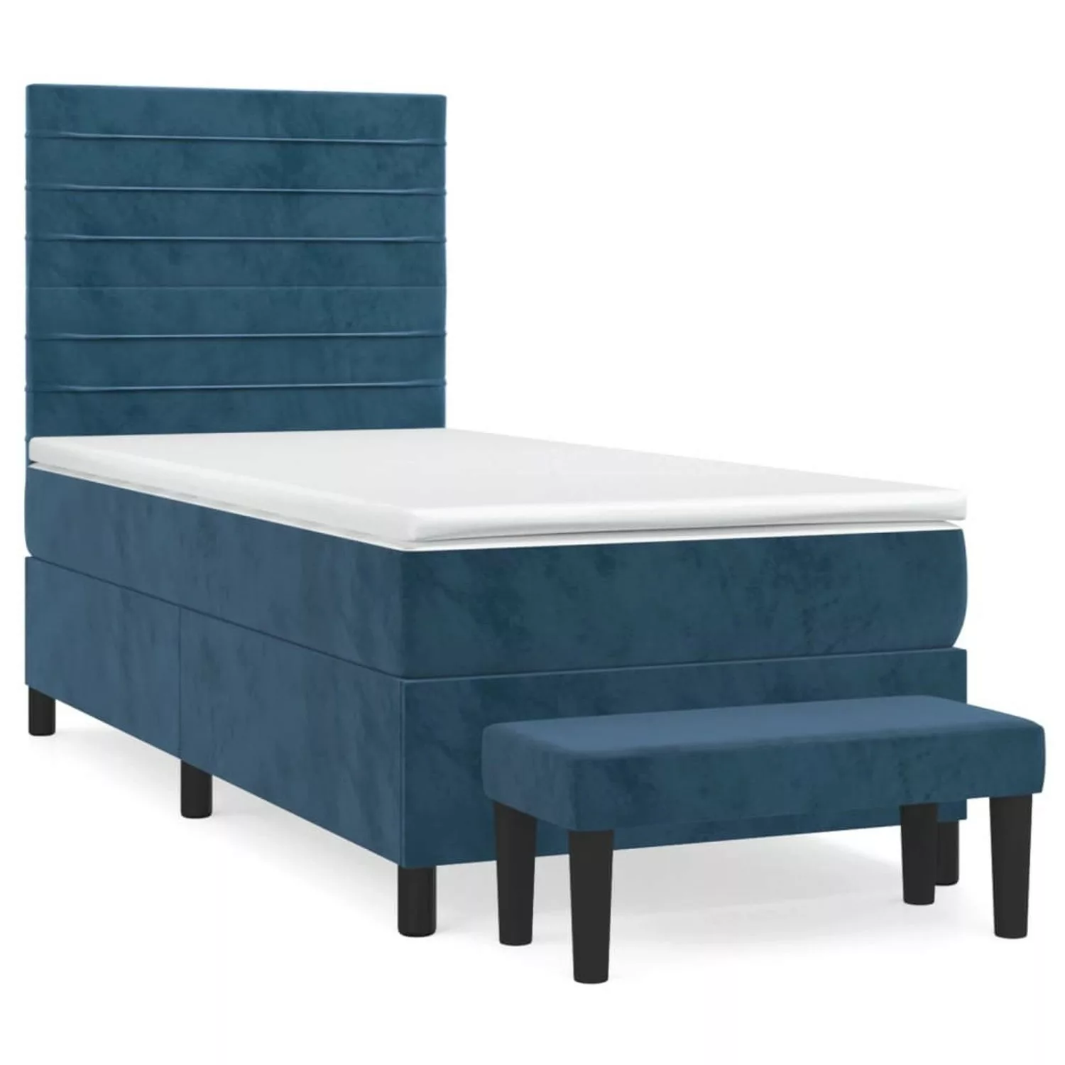 vidaXL Boxspringbett mit Matratze Dunkelblau 90x190 cm Samt1535574 günstig online kaufen