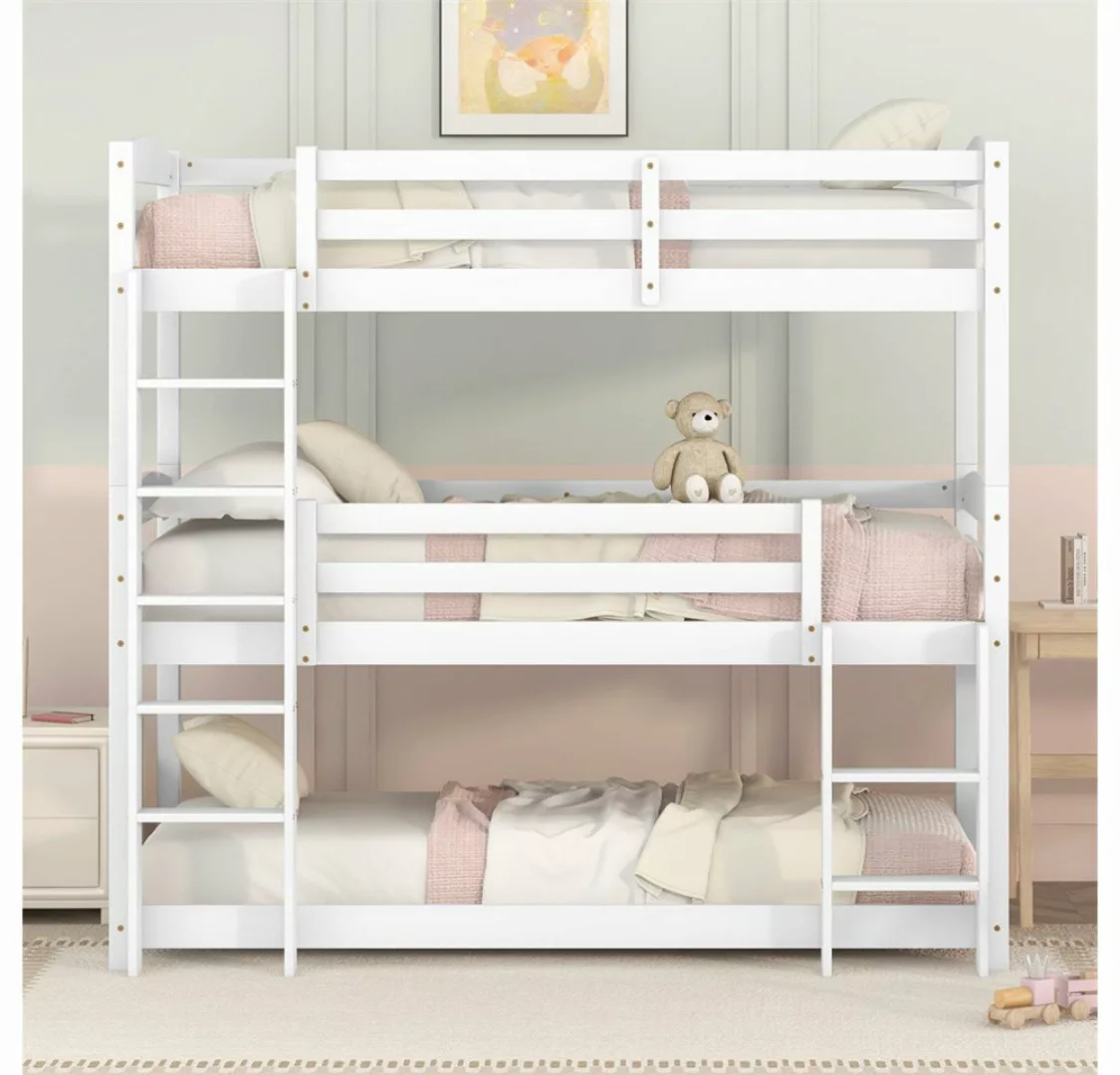 XDeer Etagenbett Single-Size-Holz-Dreier-Etagenbett für Kinder, wei? (90*20 günstig online kaufen