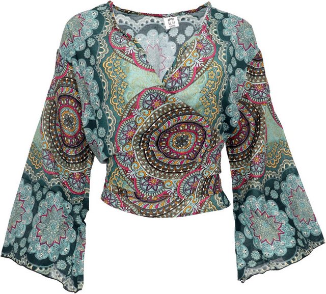 Guru-Shop Longbluse Kurztop, Boho Blusentop, Wickeltop, Wickelbluse.. alter günstig online kaufen