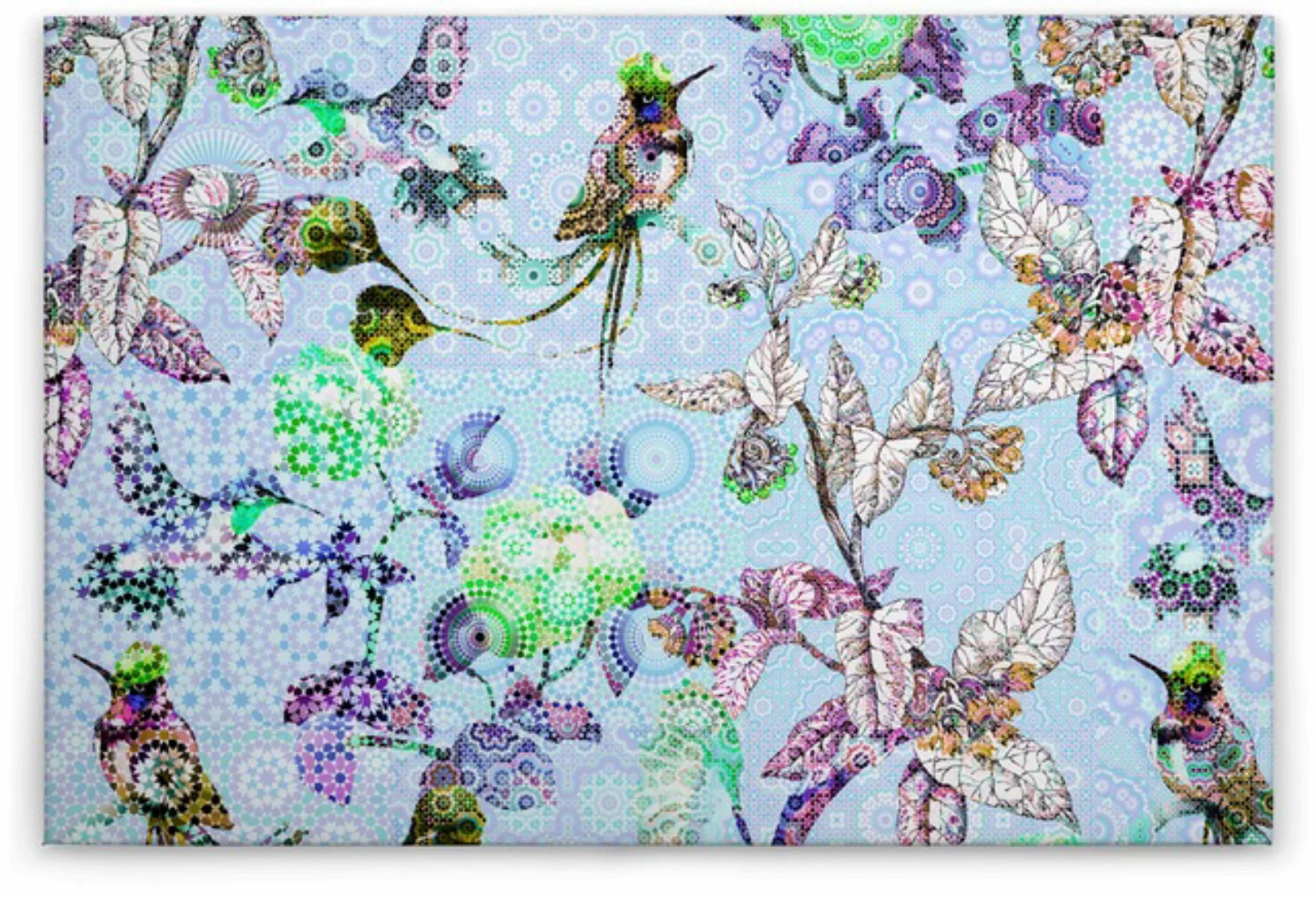 Bricoflor Wandbild Mit Vogel In Hellblau Leinwand Bild Mit Paradiesvogel Un günstig online kaufen