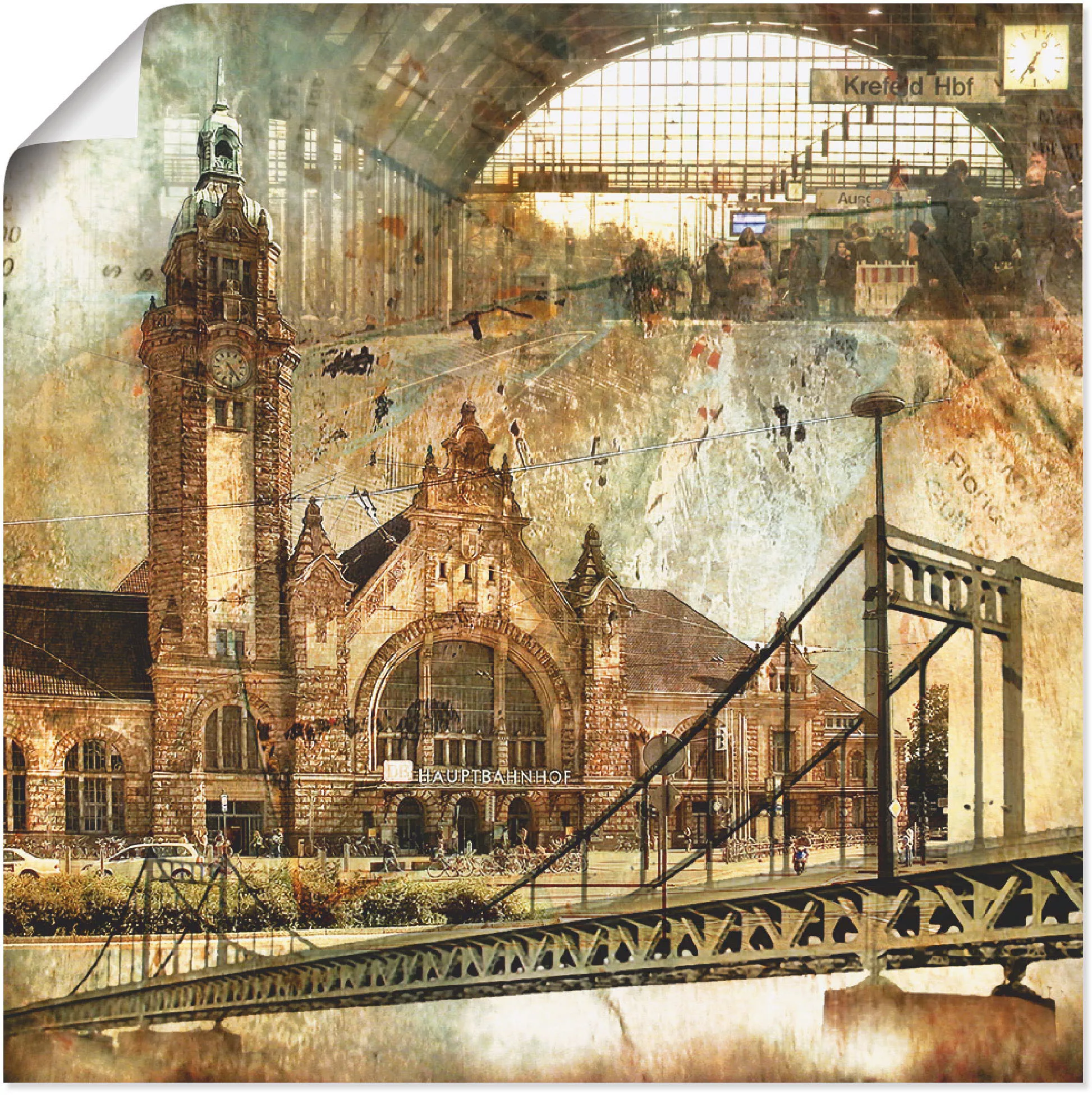 Artland Wandbild "Krefeld Skyline Abstrakte Collage", Gebäude, (1 St.), als günstig online kaufen