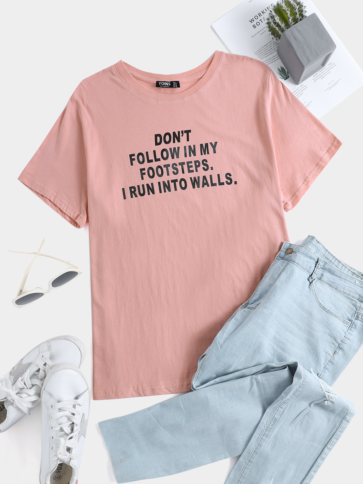 Plus Size Rundhalsausschnitt Buchstabe Kurze Ärmel T-Shirt günstig online kaufen