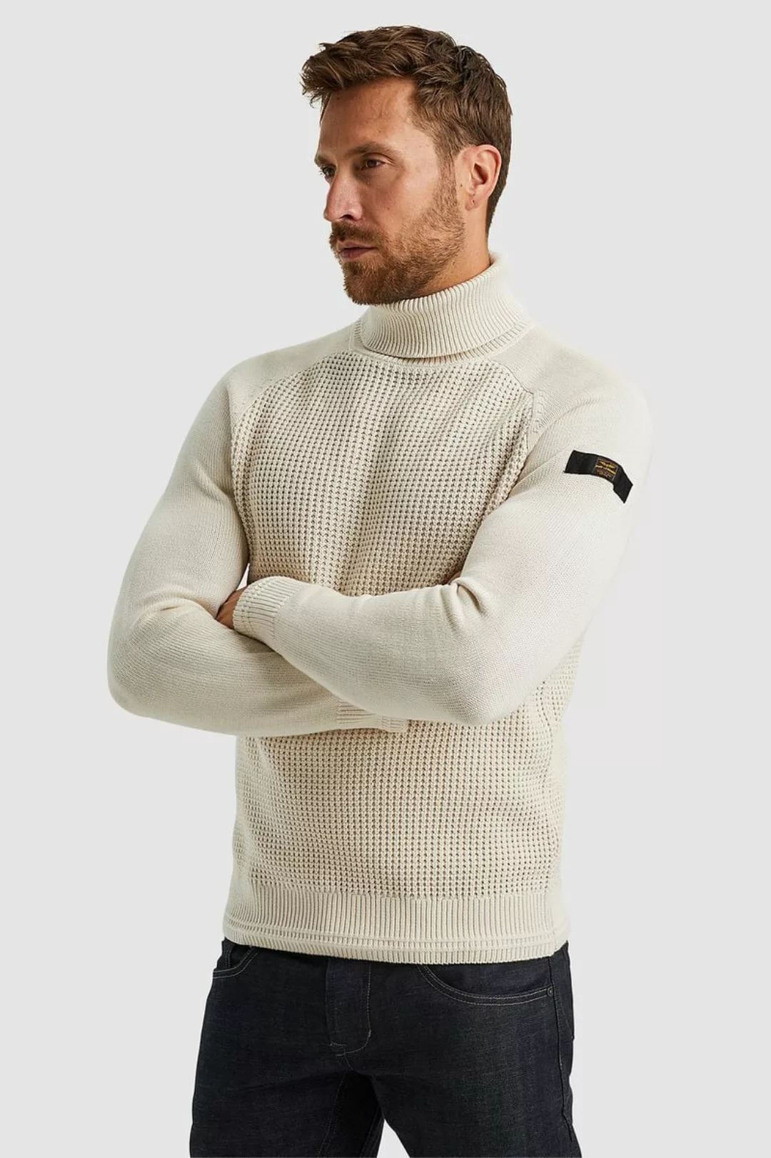 PME Legend Knitted Rollkragenpullover Ecru - Größe L günstig online kaufen